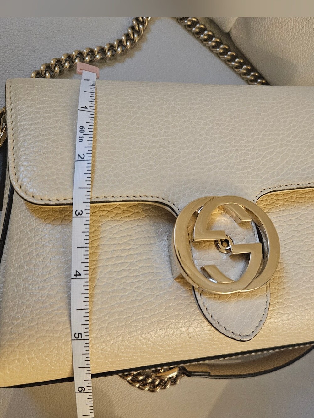 Gucci Dollar Calfskin Interlocking G Shoulder Bag – Ivory/Cream - Picture 10 of 11